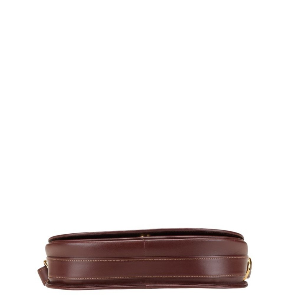 Cartier Must Line Crossbody Shoulder Bag Wine Red Bordeaux Leather Women's - Picture 3 of 10